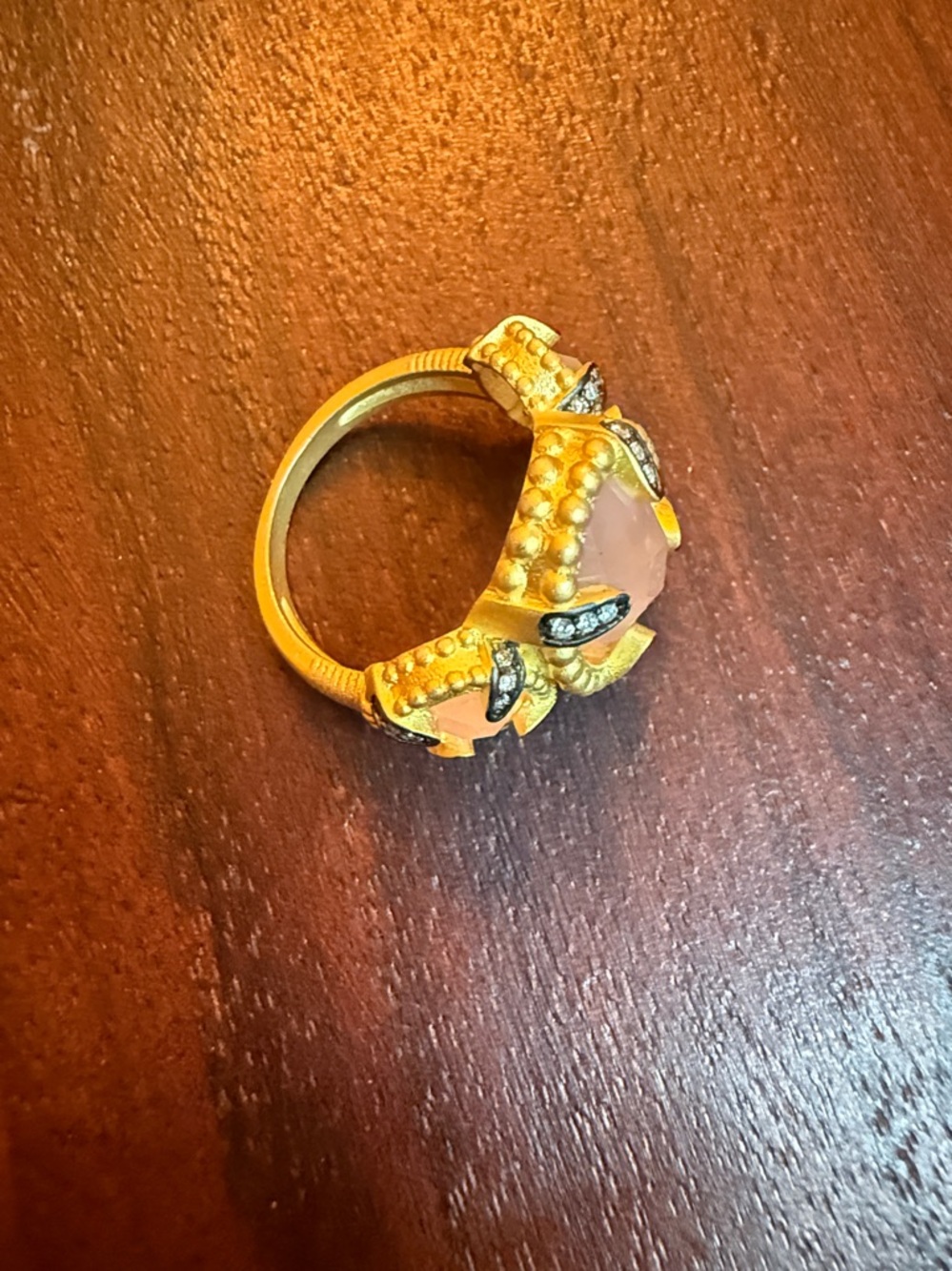 Freida Rothman Rose Quartz Ring Size 7 - Picture 3 of 5